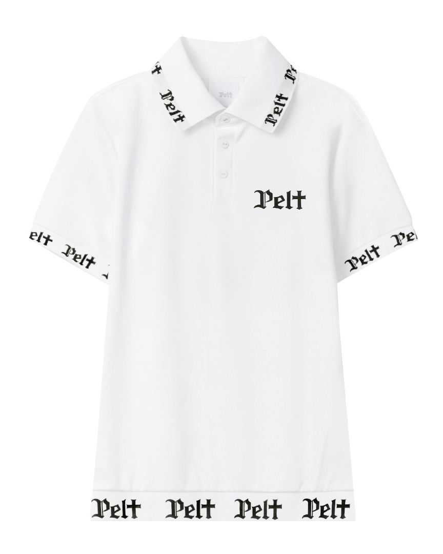 펠트 블록 라인 레터 포인트 라인 티셔츠 : 여성용 화이트 (PB2TSF038WH)