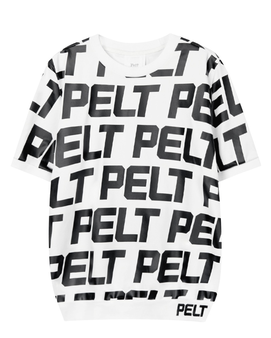 펠트 볼드 로고 패턴 라운드 티셔츠 : 남성용 화이트 (PB2TSM041WH)
