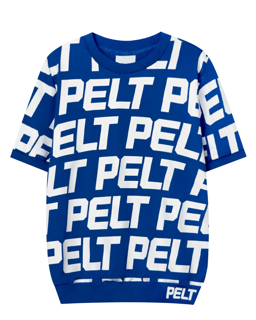 펠트 볼드 로고 패턴 라운드 티셔츠 : 남성용 블루 (PB2TSM041BL)