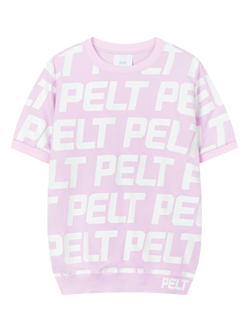 펠트 볼드 로고 패턴 라운드 티셔츠 : 여성용 라이트핑크 (PB2TSF041LP)
