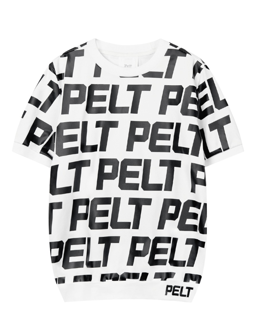 펠트 볼드 로고 패턴 라운드 티셔츠 : 여성용 화이트 (PB2TSF041WH)