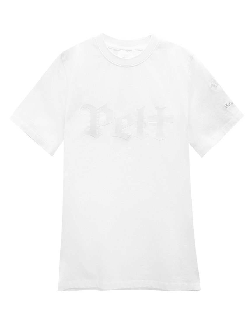 펠트 싱글 레터 티셔츠 : 여성용 화이트 (PA2TSF002WH)