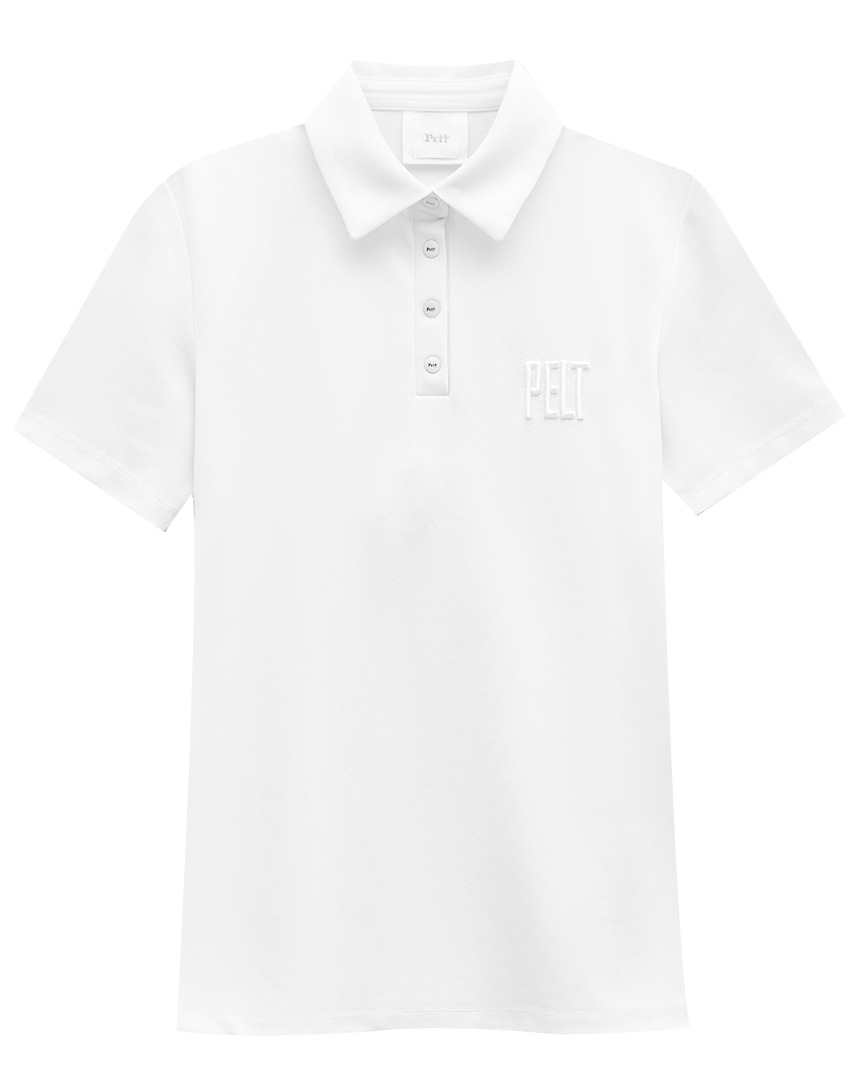 펠트 엠보 고딕 로고 PK 셔츠 : 남성용 화이트 (PA3TSM013WH)