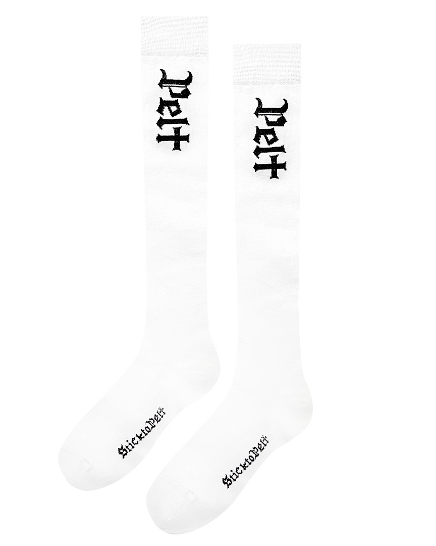 Basic Gothic Logo Knee Socks :  Women&#039;s White (PA0GSF126WH)