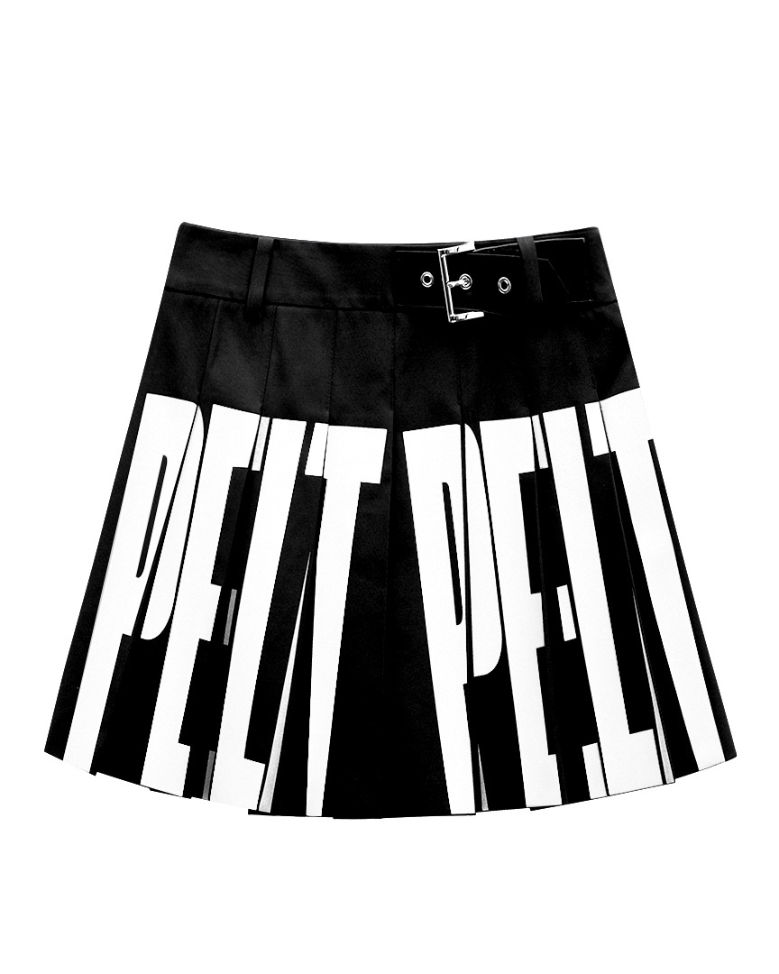 Gothic Logo Belted Mid Skirt : Black (PA2SKF001BK)