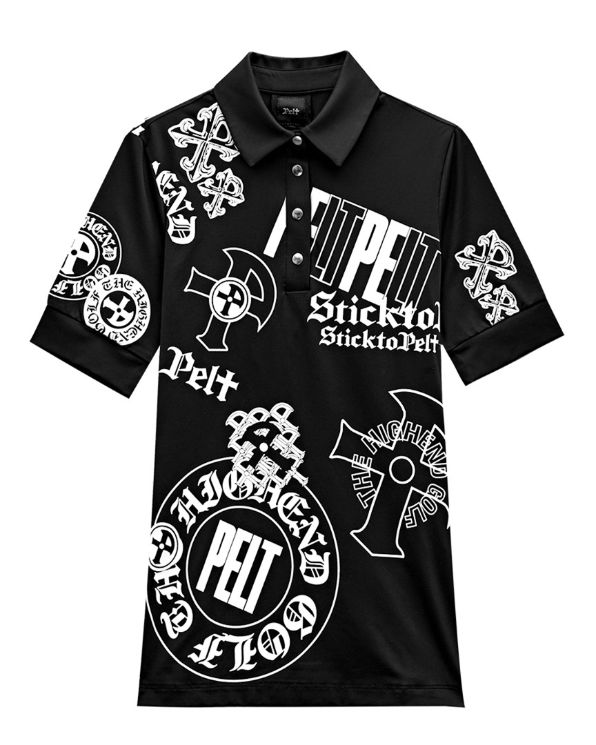 Mission Stamp Pattern PK Shirts : Women&#039;s Black (PA2TSF014BK)