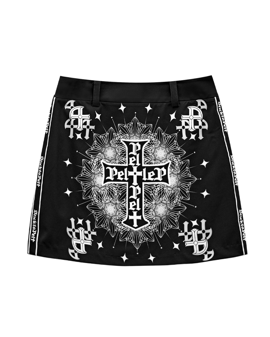 Cross Cut Printing H-Skirt  : Black (PA2SKF020BK)
