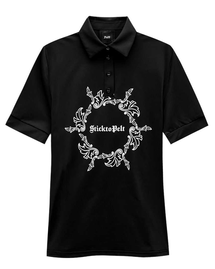 펠트 스틱 투 윈드밀 서클 PK 셔츠 : 남성용 블랙  (PA3TSM016BK)