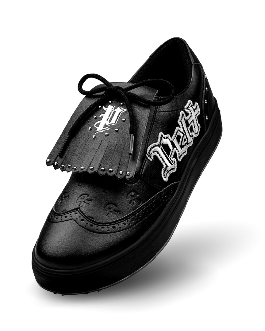 PELT Stone Kiltie Wingtip Sneakers : Men&#039;s Black (PA0GHM002BK)
