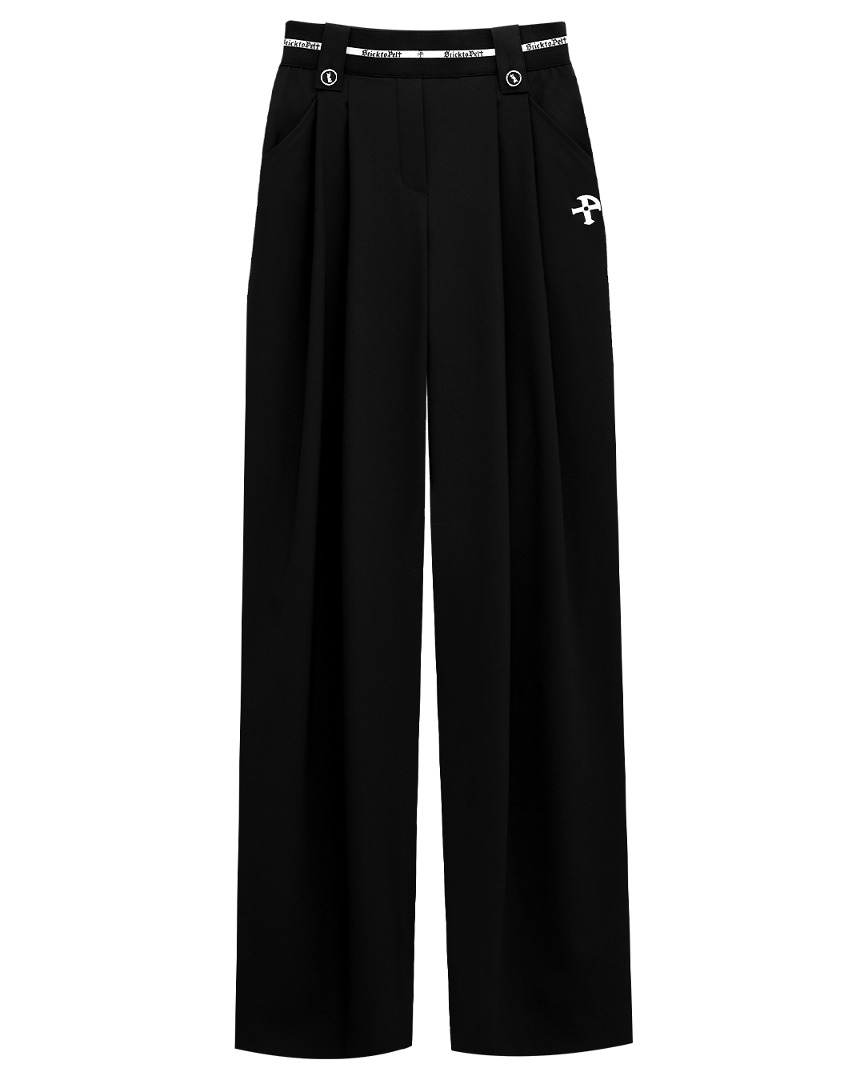 Lapiz Banding Pin Tuck Wide Pants : Women&#039;s Black (PA3PTF117BK)
