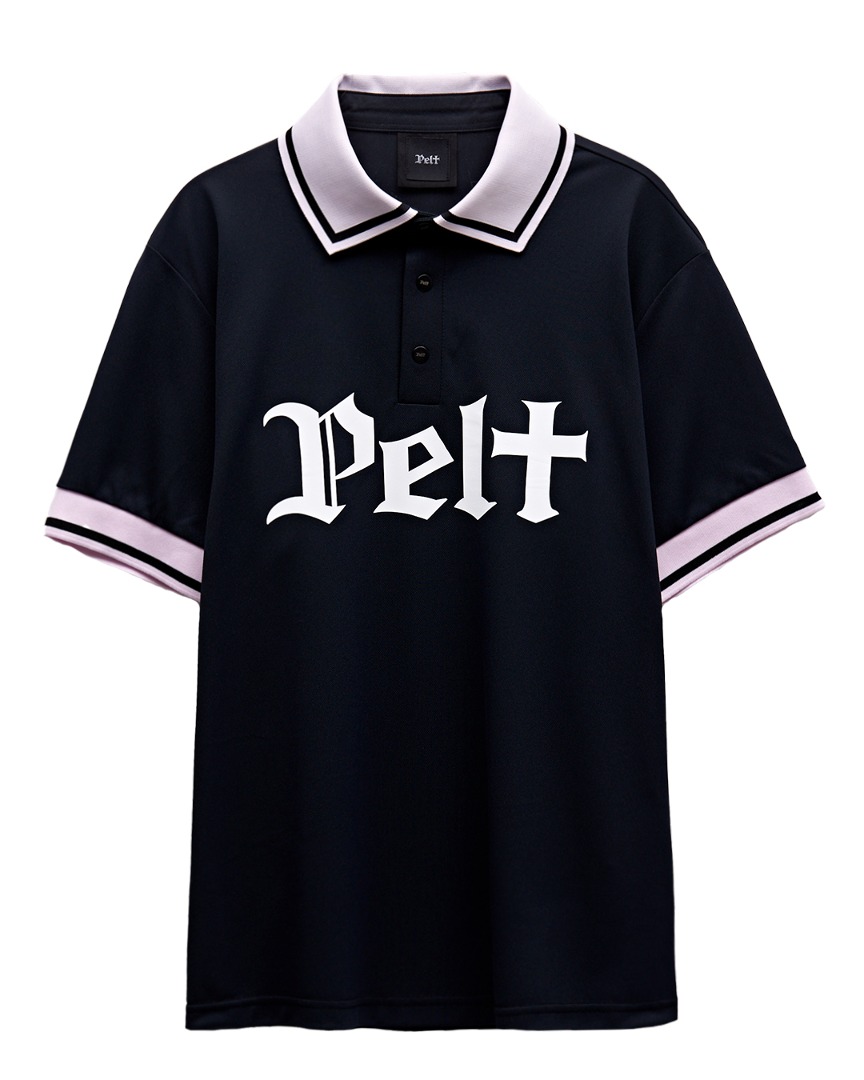 펠트 블록 라인 레터 로고 PK 셔츠 : 남성용 블랙 (PB2TSM033BK)