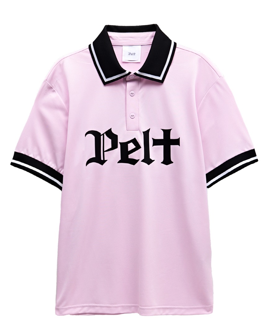 펠트 블록 라인 레터 로고 PK 셔츠 : 남성용 핑크 (PB2TSM033LP)