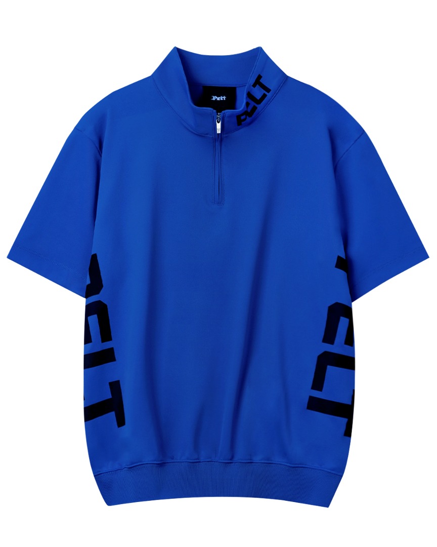 펠트 볼드 로고 베이직 하프 집업 티셔츠 : 여성용 블루 (PB2TSF042BL)
