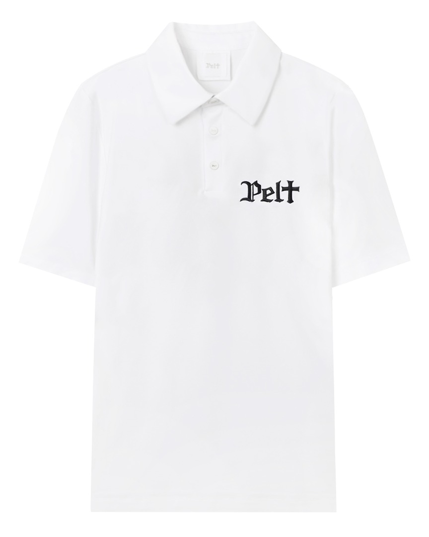 펠트 로고 자수 베이직 PK셔츠 : 남성용 화이트 (PB2STM036WH)