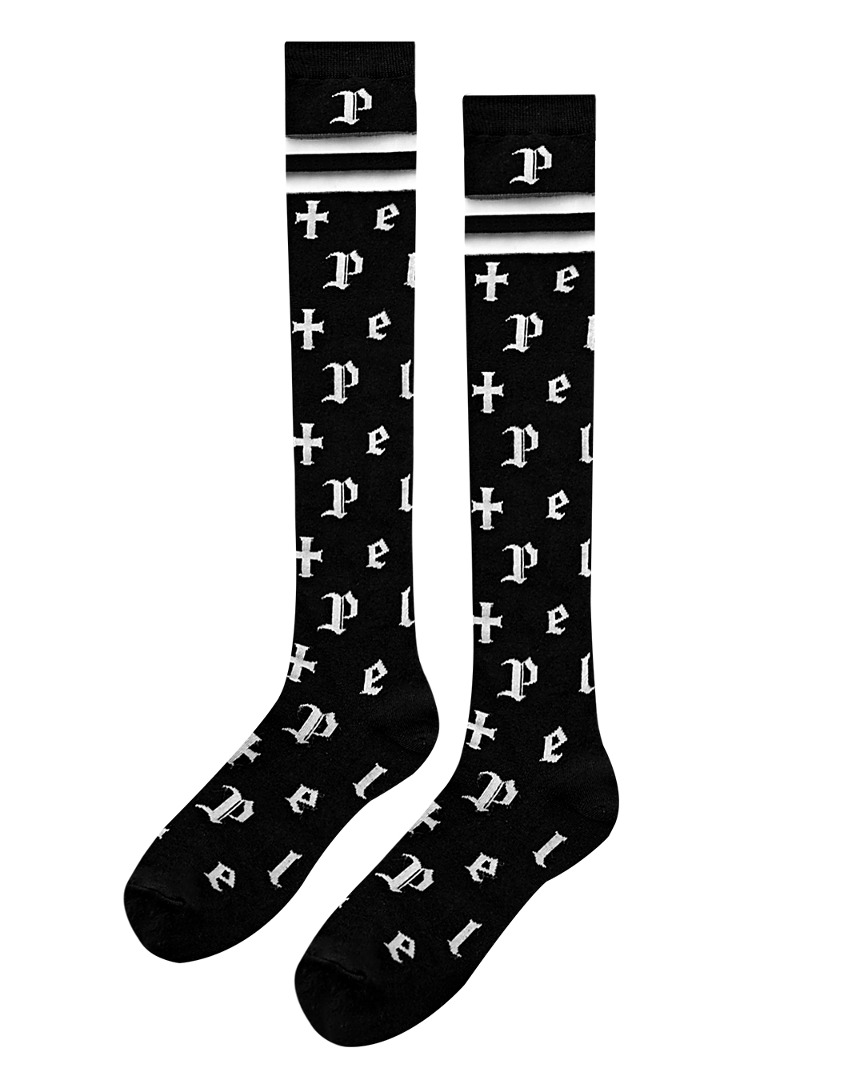 Baffle Logo Knee Socks :  Women&#039;s Black (PA0GSF131BK)