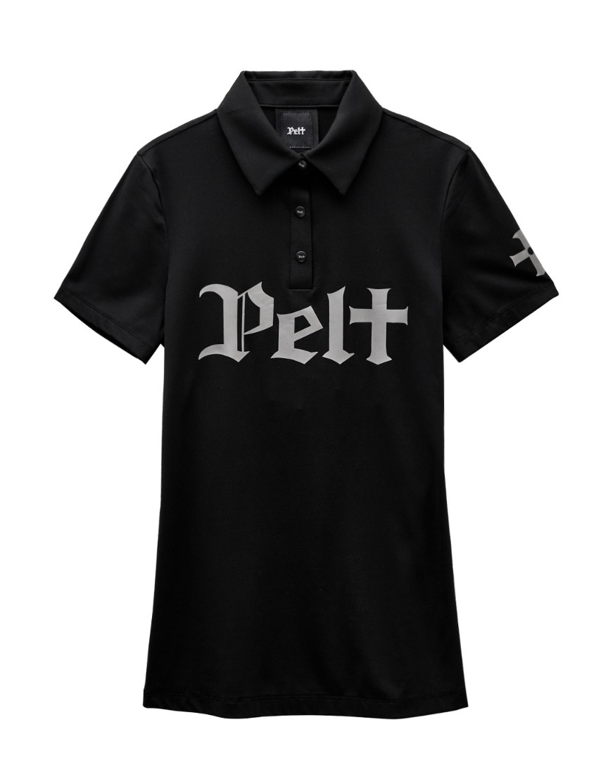 펠트 실버 로고 베이직 PK 셔츠 : 여성용 블랙  (PA2TSF007BK)