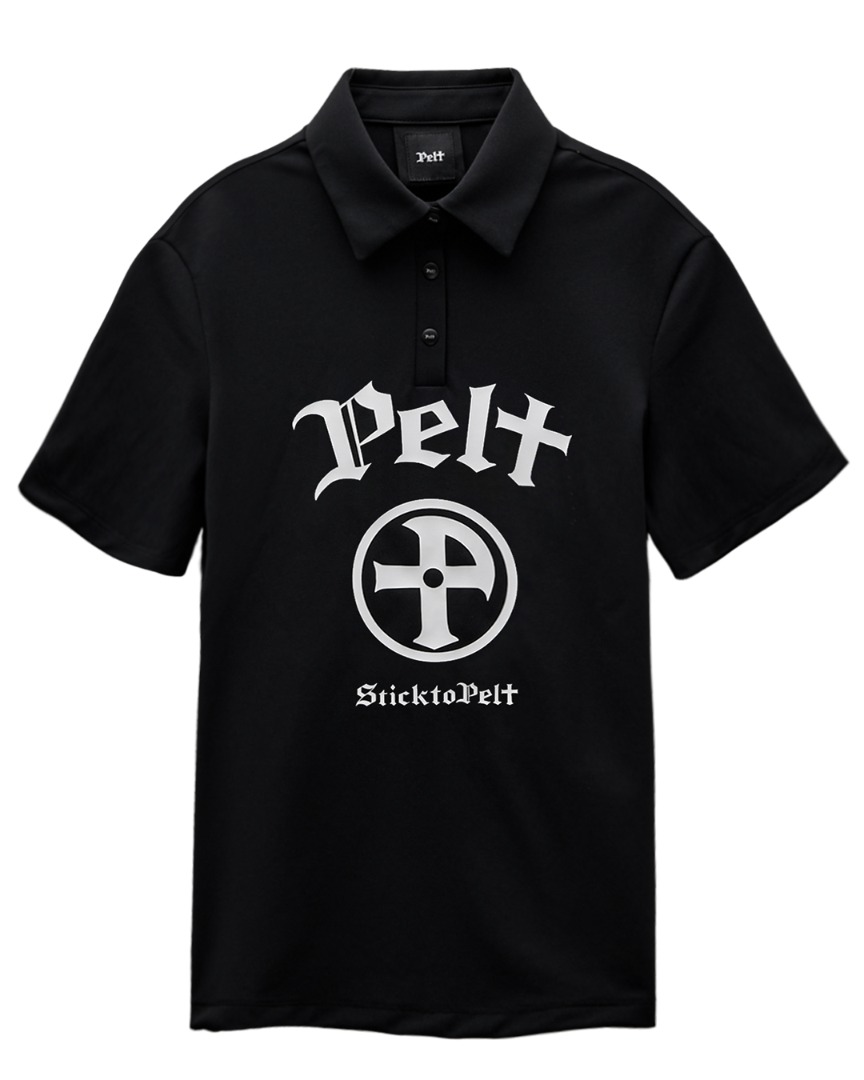 펠트 아크 엠블럼 베이직 PK 셔츠 : 남성용 블랙  (PA2TSM019BK)