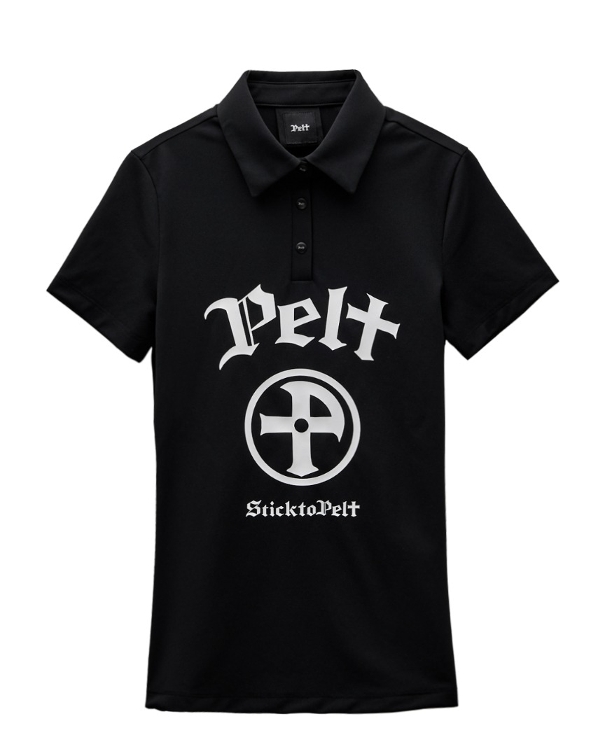 펠트 아크 엠블럼 베이직 PK 셔츠 : 여성용 블랙  (PA2TSF019BK)