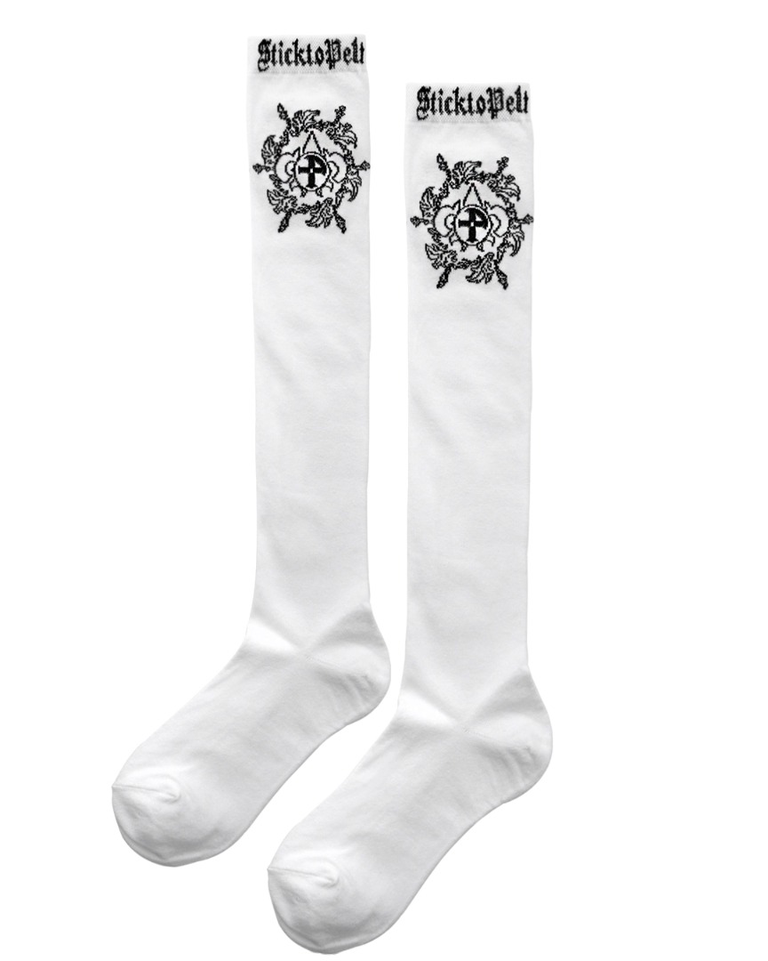 Cubic Windmill Circle Knee Socks :  Women&#039;s White (PA0GSF108WH)