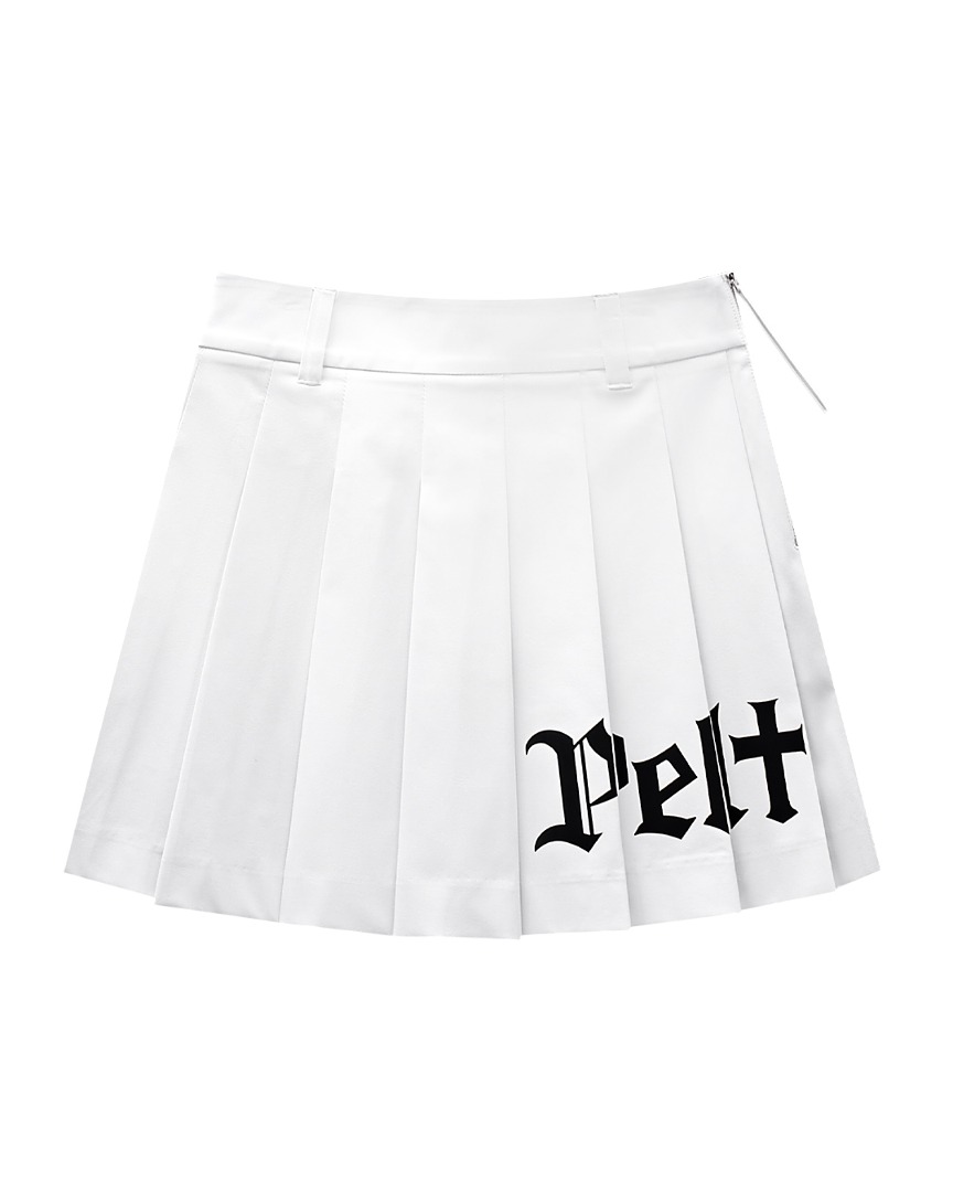 Plain Logo Pleats Skirt : White (PA3SKF023WH)