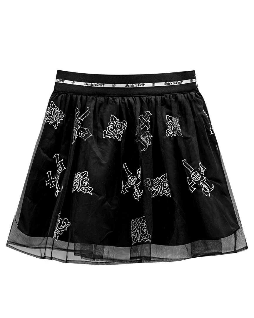 Stick To Crown Mesh Volume Skirt : Black (PA2SKF010BK)