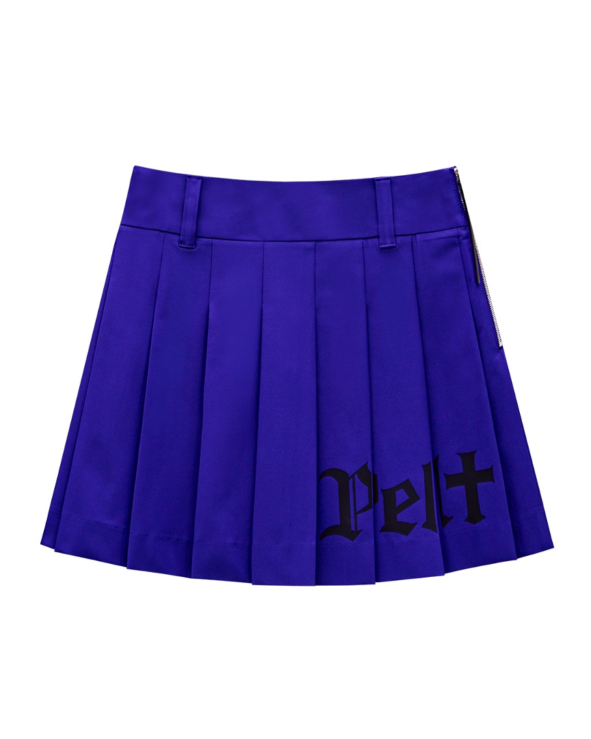 Plain Logo Pleats Skirt : Blue (PA3SKF023BL)