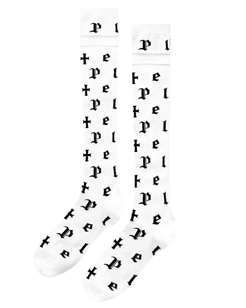 Baffle Logo Knee Socks :  Women&#039;s White (PA0GSF131WH)
