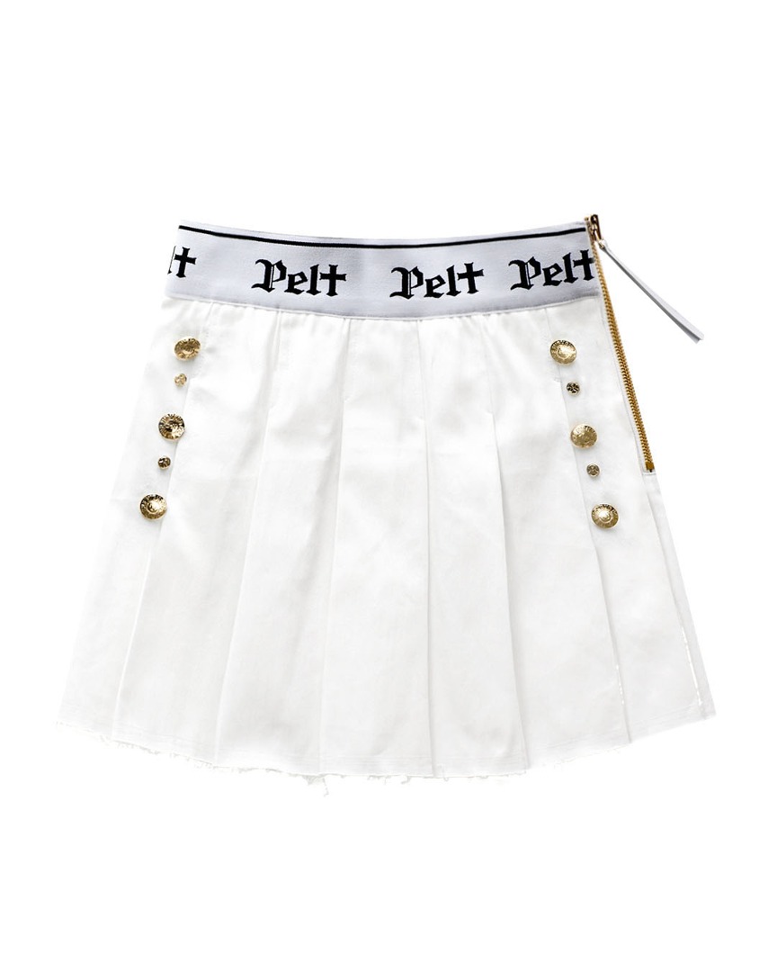 Golden Doubloon Damage Denim Skirt : White (PA2SKF024WH)