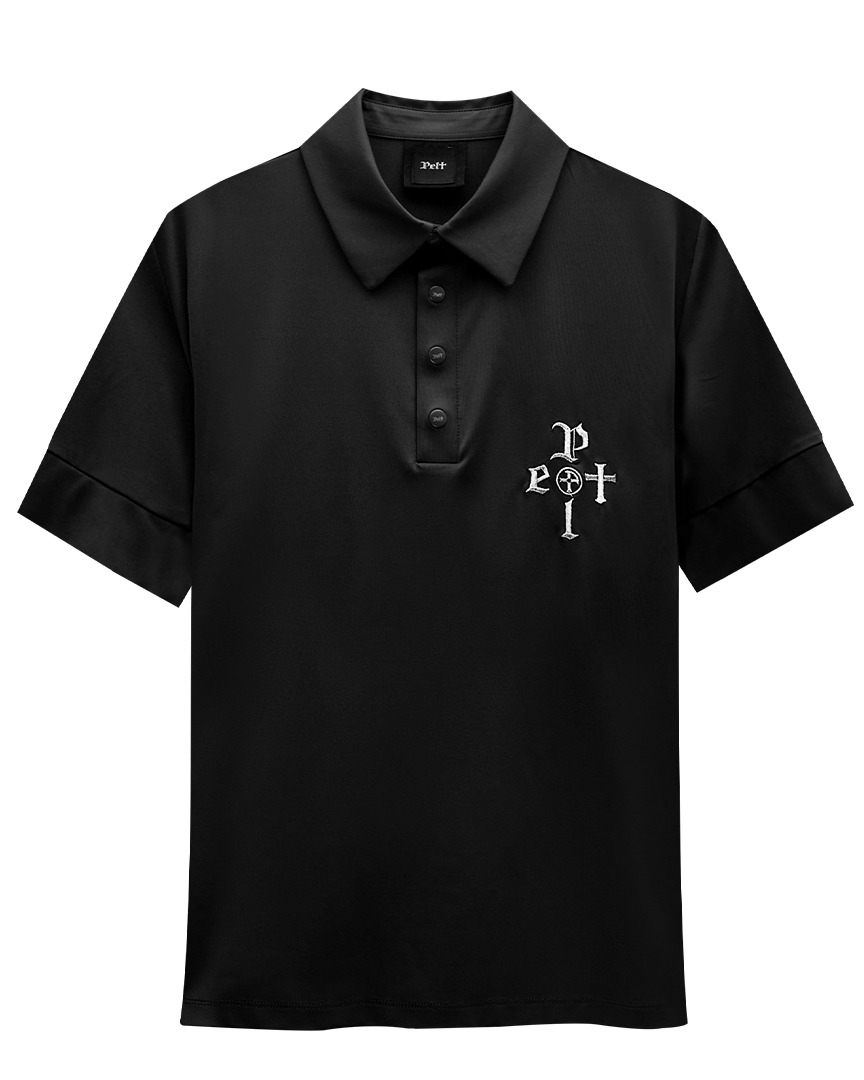 펠트 스틱 투 크라운 PK 셔츠 : 남성용 블랙  (PA2TSM015BK)