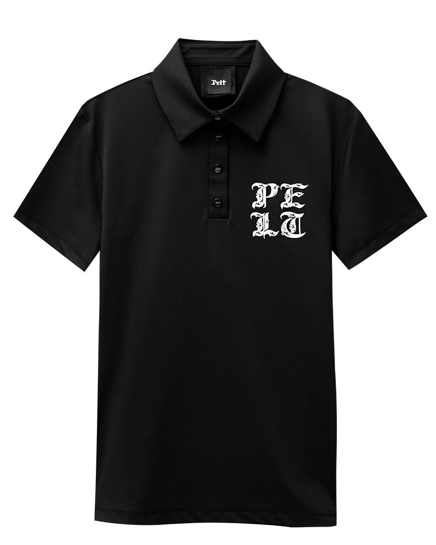 펠트 스컬 이니셜 PK 셔츠 : 남성용 블랙  (PA3TSM018BK)