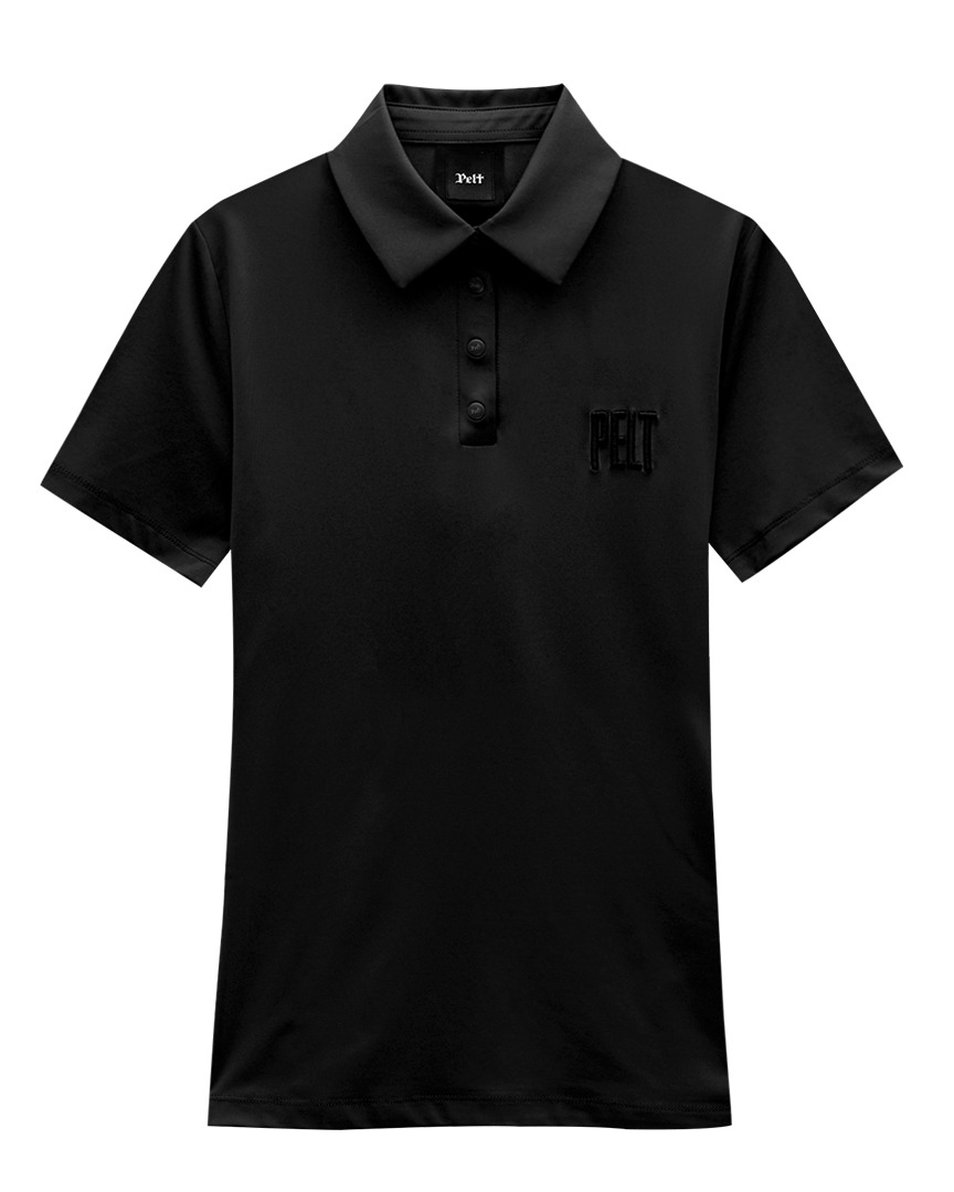펠트 엠보 고딕 로고 PK 셔츠 : 여성용 블랙  (PA3TSF013BK)