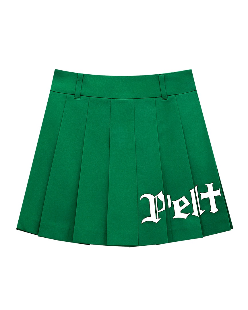 Plain Logo Pleats Skirt : Green (PA3SKF023GN)