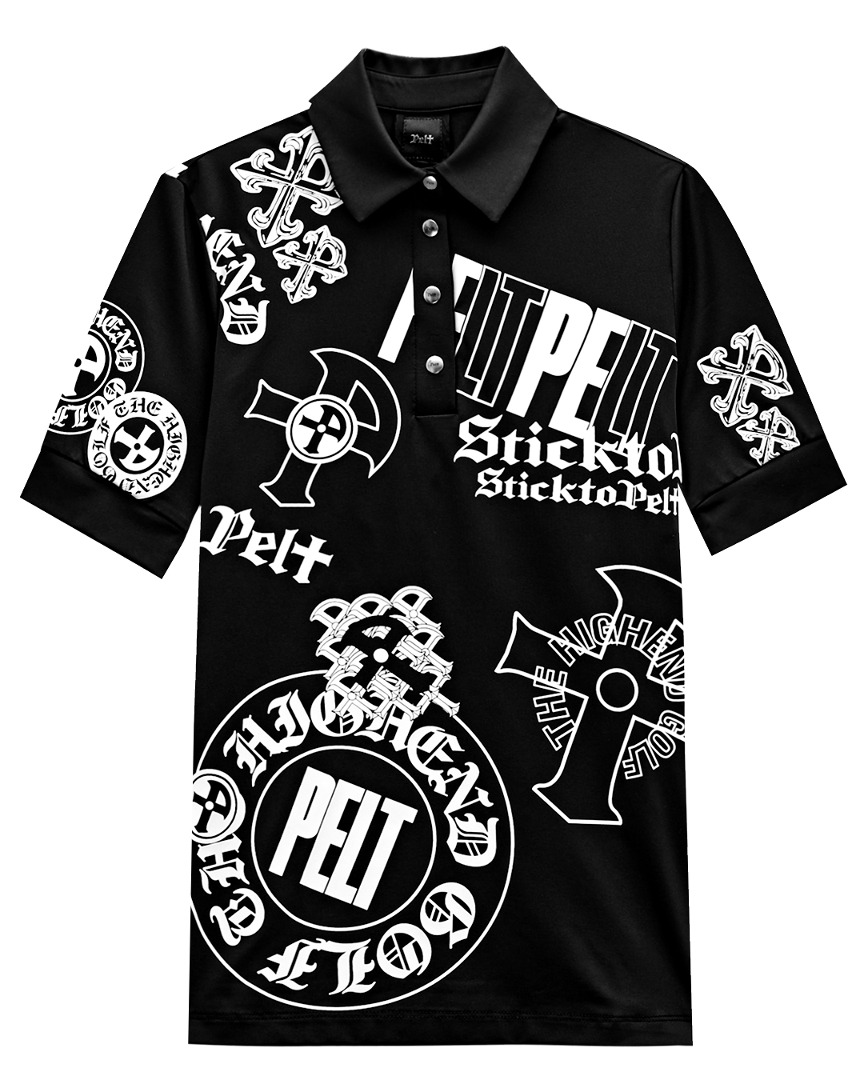 Mission Stamp Pattern PK Shirts : Men&#039;s Black (PA2TSM014BK)