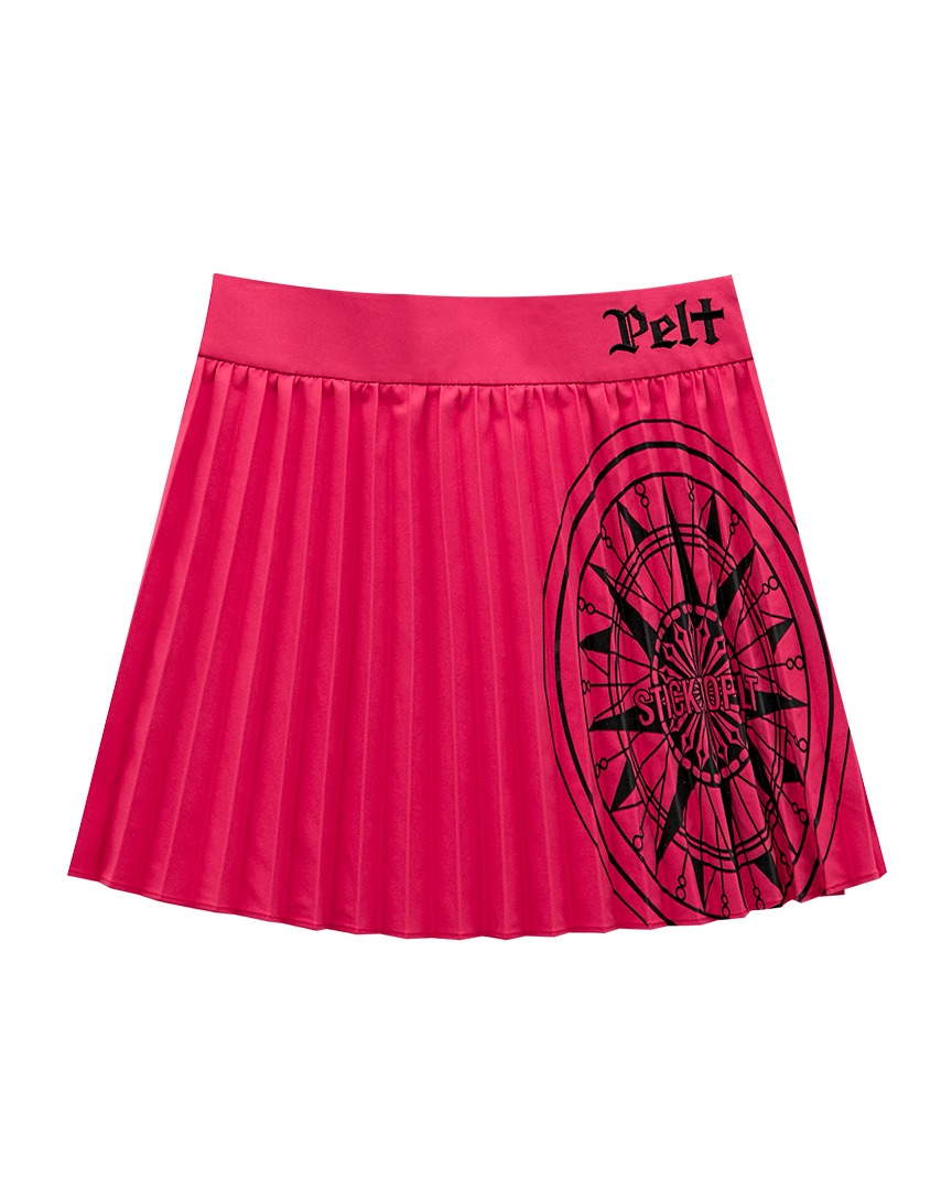 Circle Logo Ruche Pleats Skirt : Dark Pink (PA3SKF016DP)