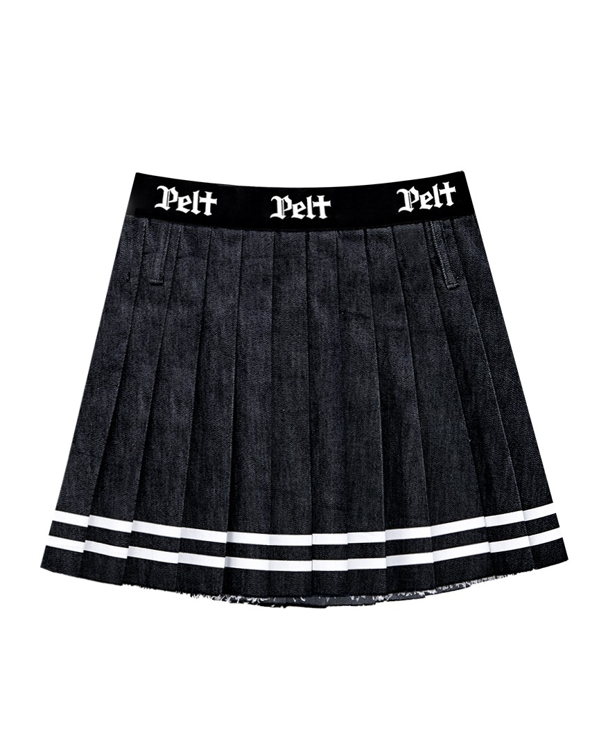 Orizzonte Line Denim Pleats Skirt : Indigo (PA2SKF005ID)