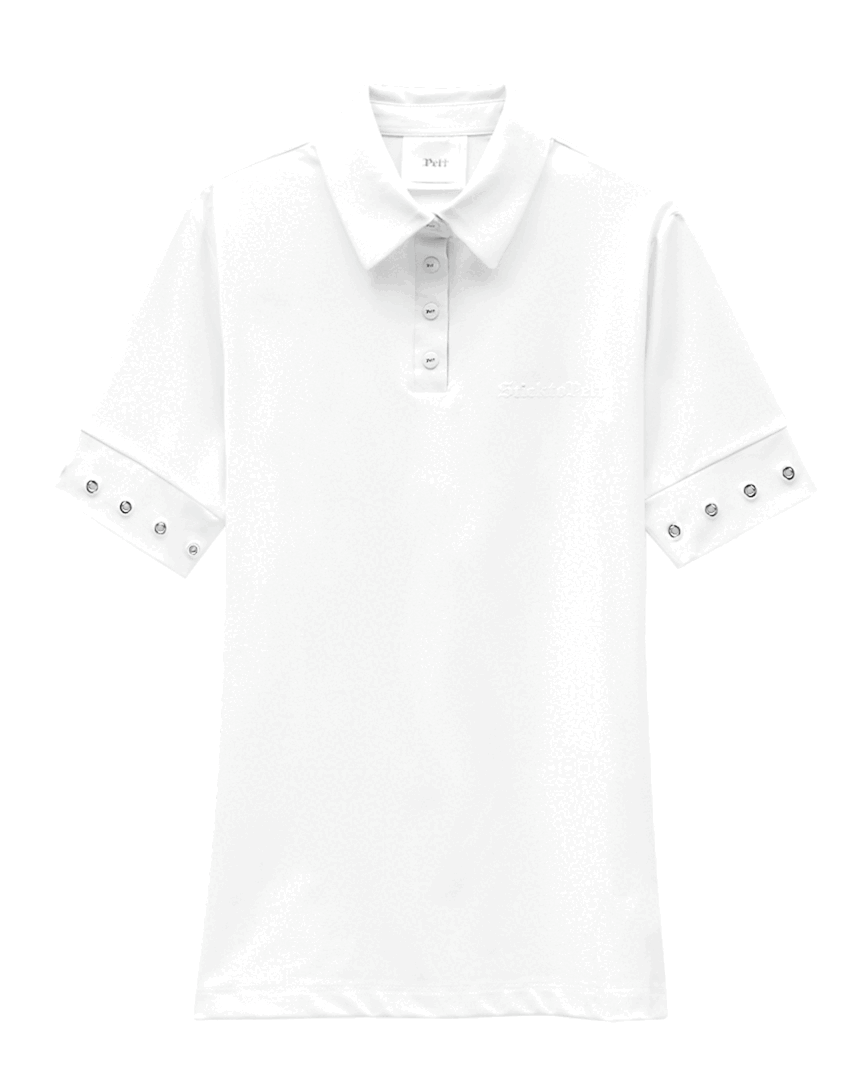 펠트 아일렛 링 컴파스 PK 셔츠 : 여성용 화이트  (PA2TSF017WH)