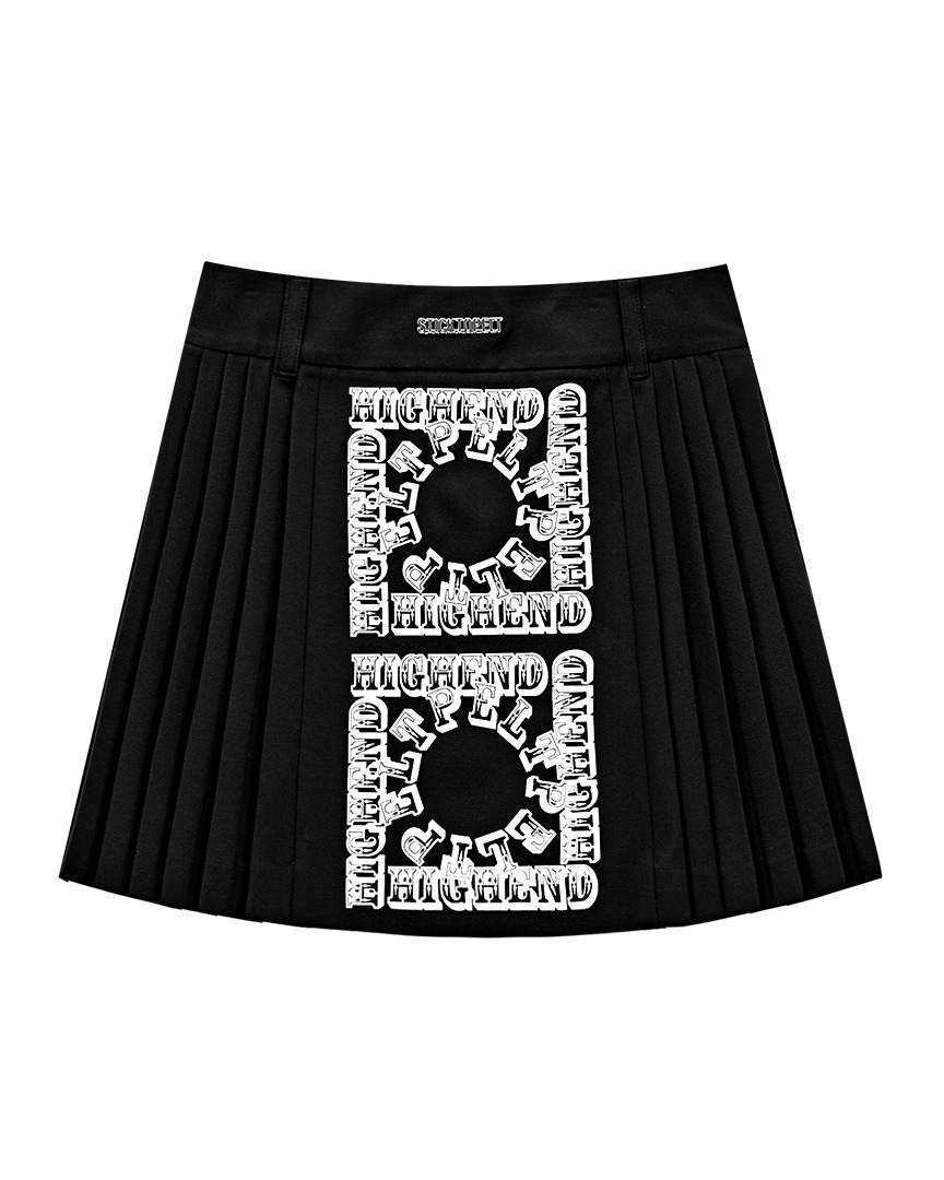 Border Frame Pleats Skirt : Black (PA3SKF012BK)