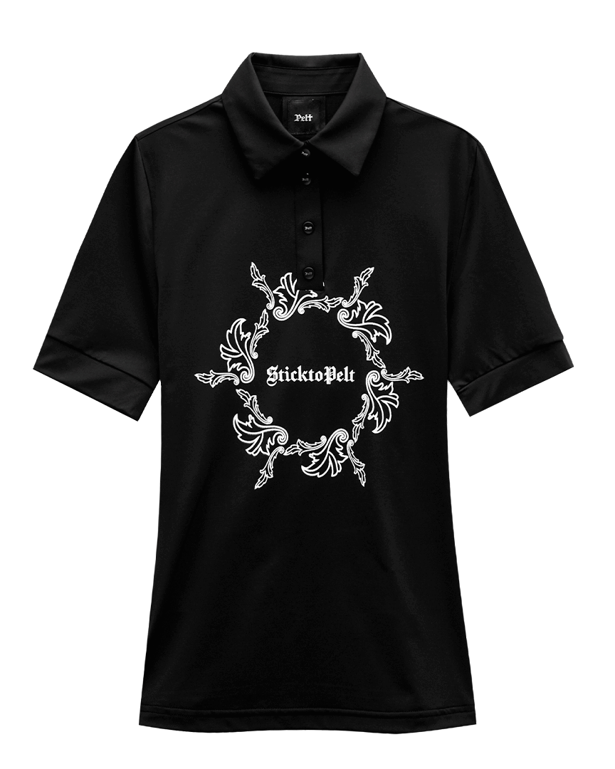 펠트 스틱 투 윈드밀 서클 PK 셔츠 : 여성용 블랙  (PA3TSF016BK)