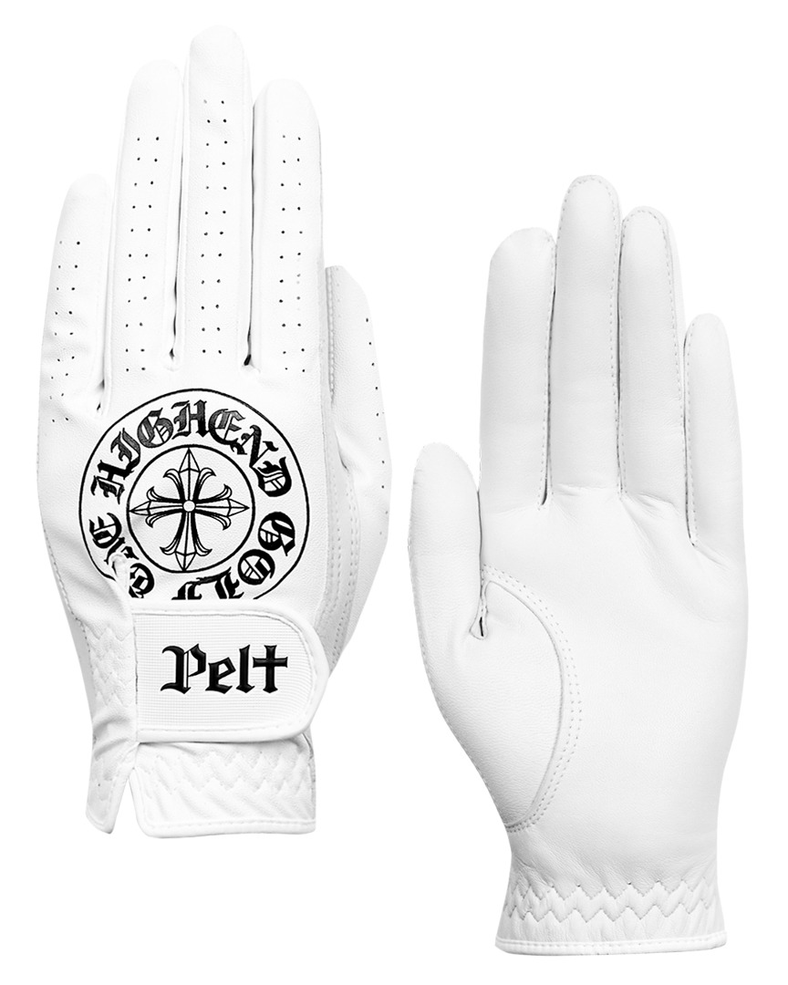 Gothic Emblem Sheepskin Golf Gloves : Women&#039;s White (PA0GVF001WH)
