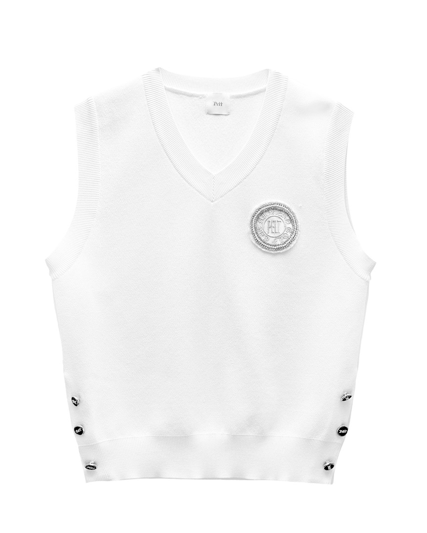 Emblem Badge Knit Vest : Women&#039;s White (PA3KVF001WH)