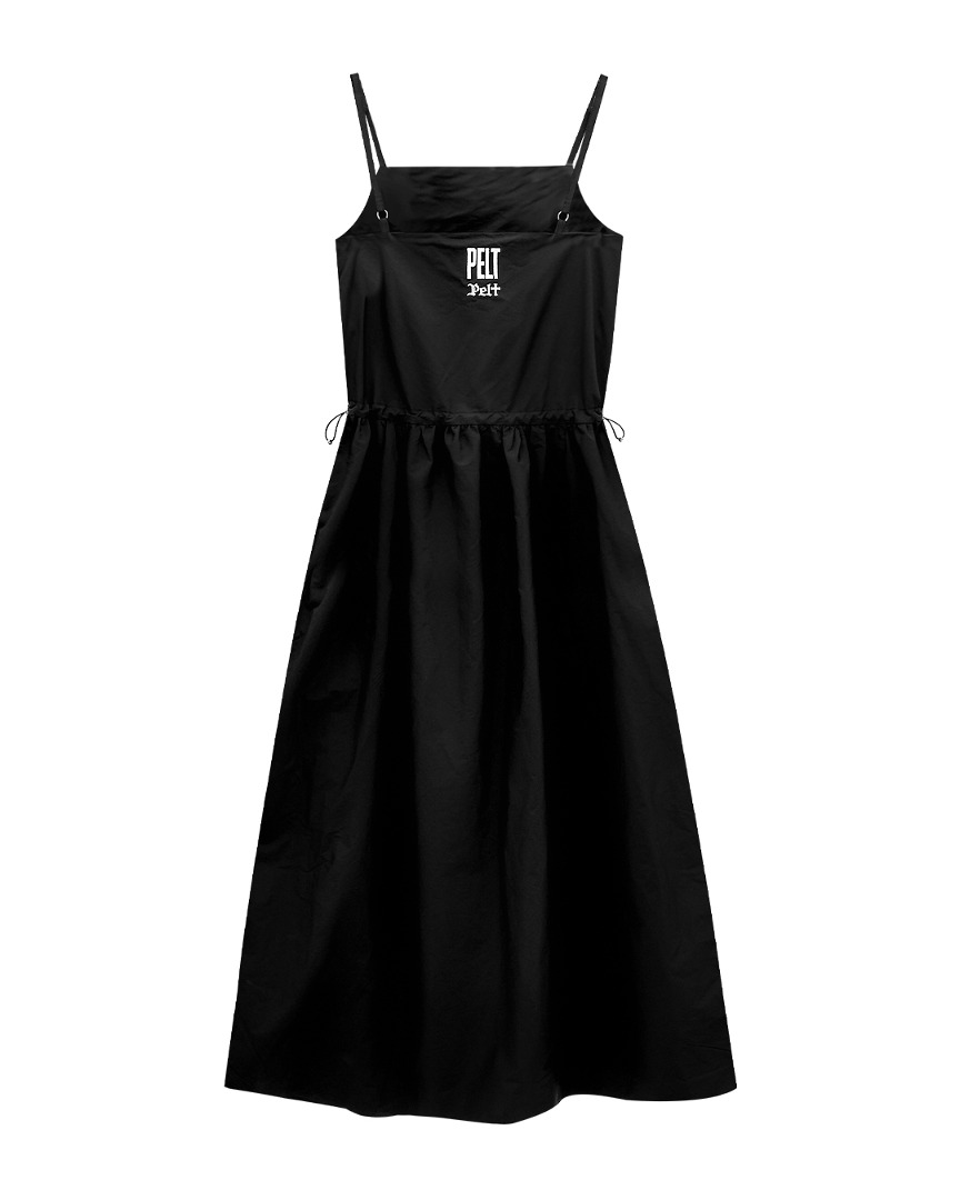 Haus Logo Shirring Maxi Dress : Black (PA3OPF202BK)