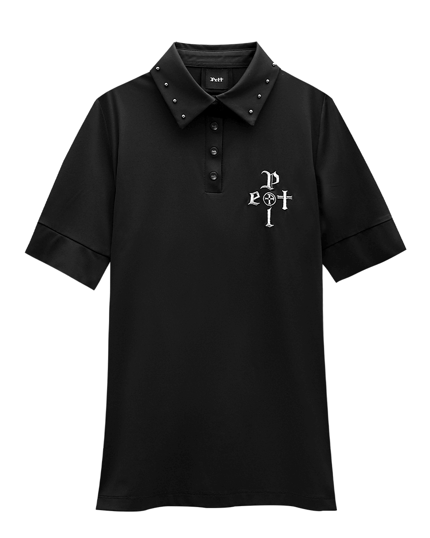 펠트 스틱 투 크라운 PK 셔츠 : 여성용 블랙  (PA2TSF015BK)