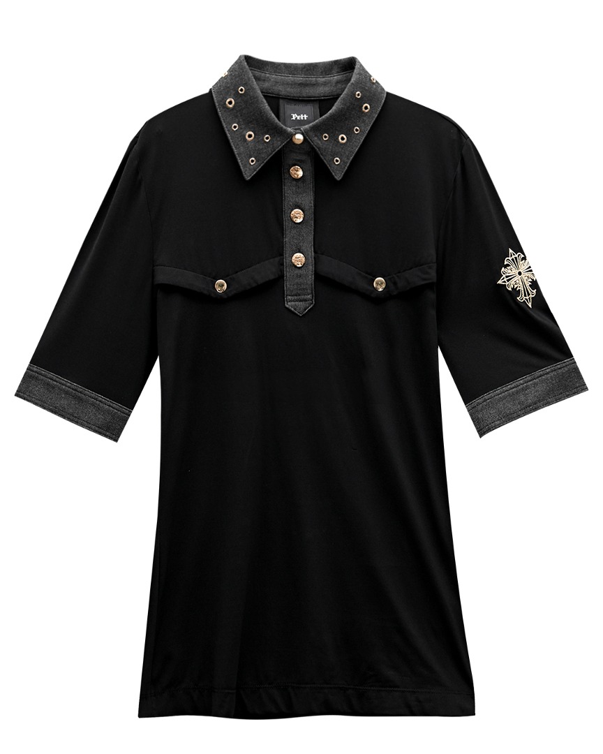 Golden Doubloon Leo PK Shirts : Women&#039;s Black (PA2TSF023BK)