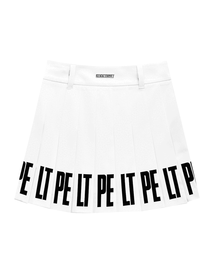 Block Cutting Drop-Back Pleats Skirt : White (PA3SSF303WH)