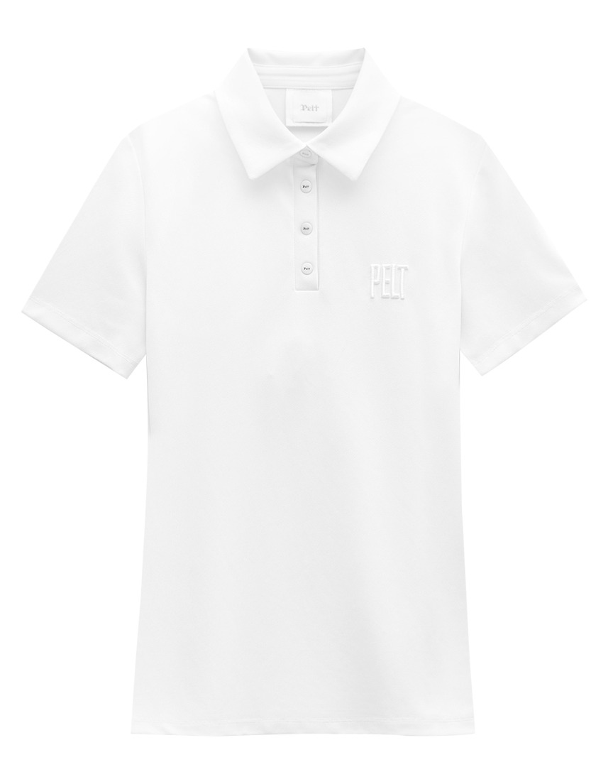 펠트 엠보 고딕 로고 PK 셔츠 : 여성용 화이트 (PA3TSF013WH)