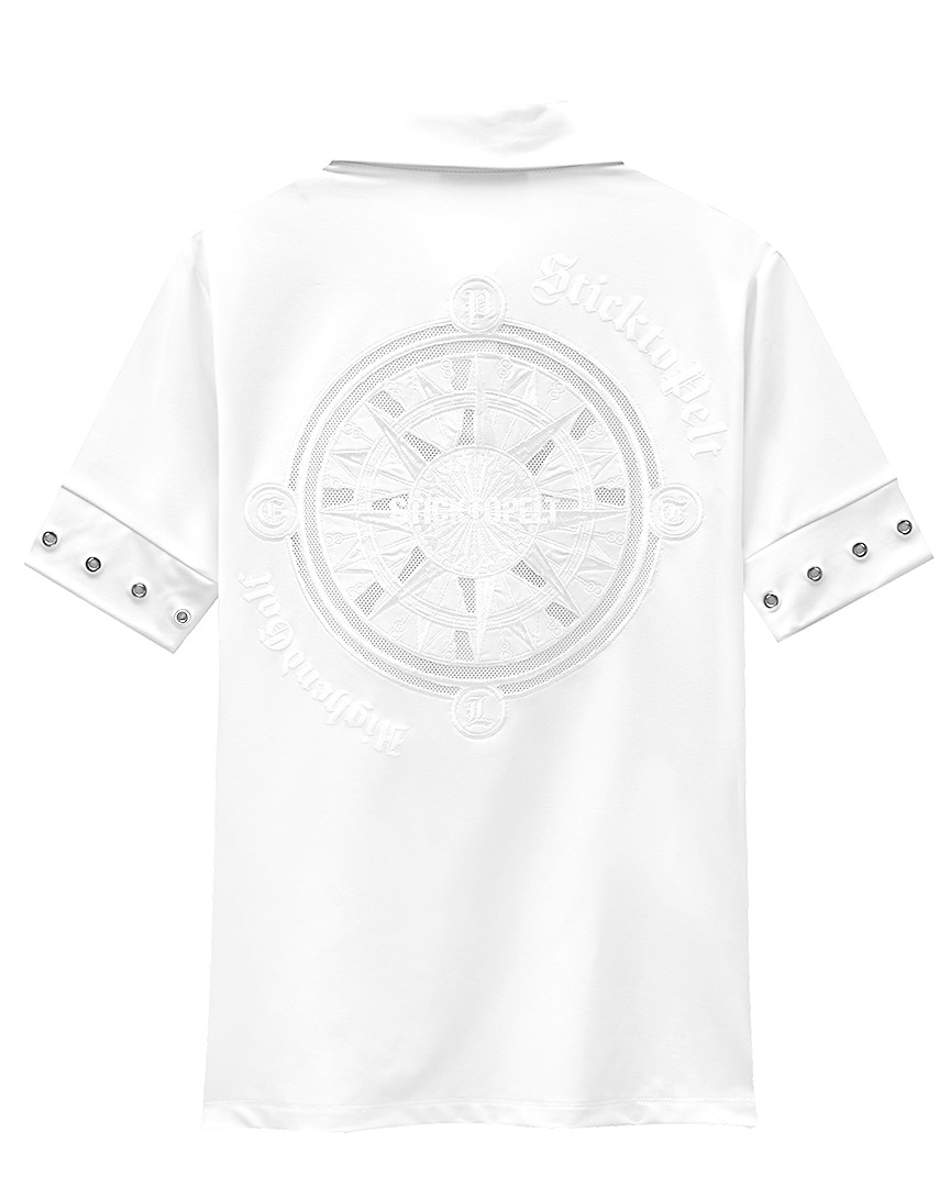 펠트 아일렛 링 컴파스 PK 셔츠 : 남성용 화이트  (PA2TSM017WH)